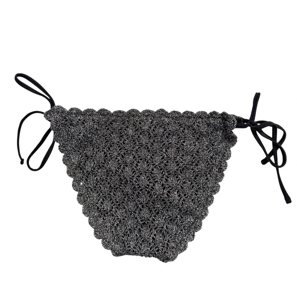 BECCA Metallic Crochet Bikini Bottom And Skirt
